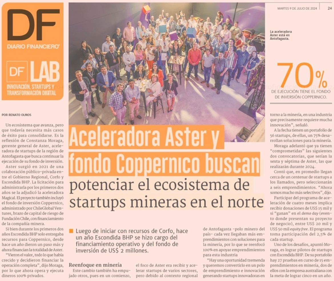 Aceleradora Aster y fondo Coppernico buscan potenciar el ecosistema de startups mineras en el norte