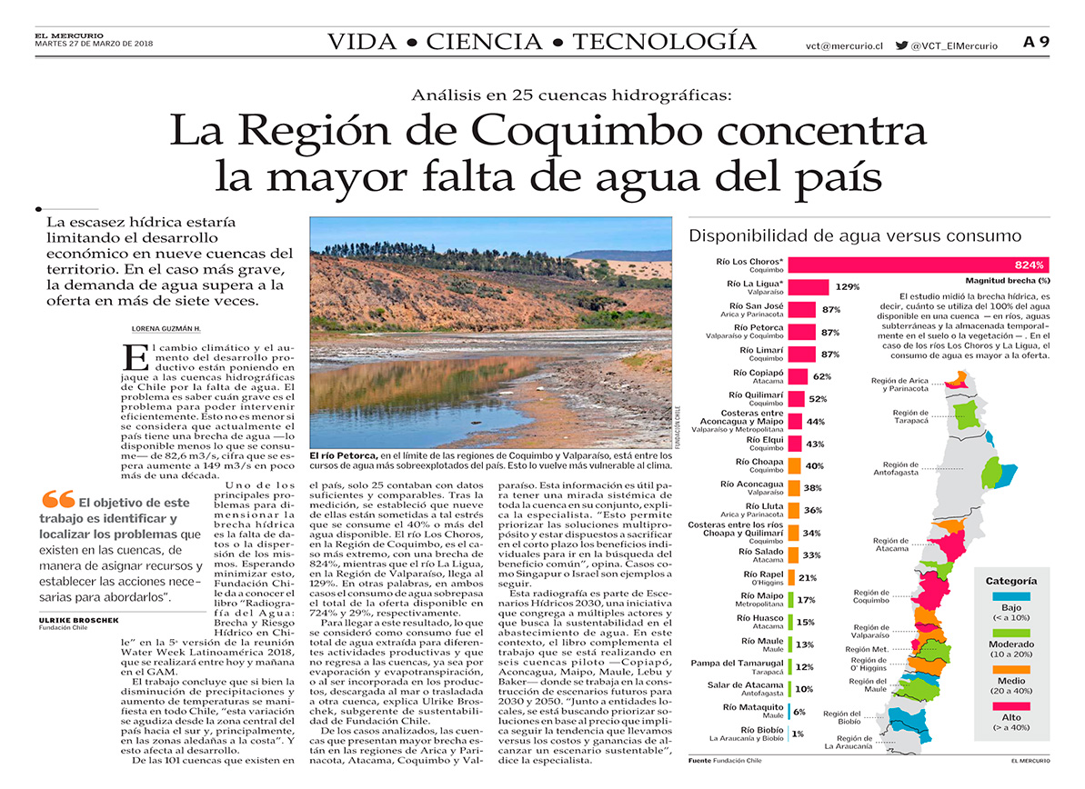 La Región de Coquimbo concentra la mayor falta de agua del país
