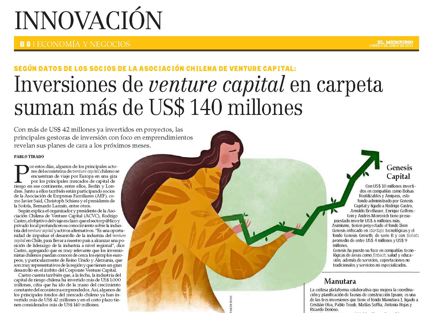 Inversiones de venture capital en carpeta suman más de US$ 140 millones